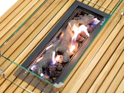Feuertisch Cosibridge 140 Teakholz mit Glasrahmen