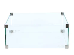 Feuertisch Cosiloft 100 white Teak Top mit Glasrahmen