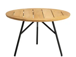 Frida Beistelltisch Alu schwarz matt Teakholz Ø65x42cm