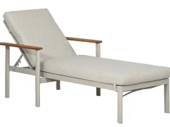 Gartenliege Resonance Aluminium graubeige Teak-Armlehnen