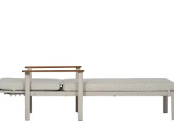 Gartenliege Resonance Aluminium graubeige Teak-Armlehnen