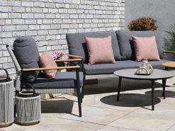 Gartenlounge Alila 5-teilig Alu Rope mit Teak anthrazit|Moon Dust