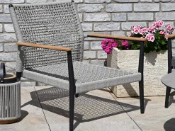 Gartenlounge Alila 5-teilig Alu Rope mit Teak anthrazit|Moon Dust