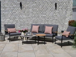 Gartenlounge Alila 5-teilig Alu Rope mit Teak anthrazit|Moon Dust