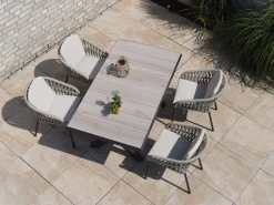 Gartensessel Dining-Sessel Luzern Alu anthrazit Rope cream