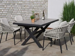 Gartensessel Dining-Sessel Luzern Alu anthrazit Rope cream