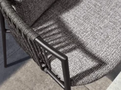 Gartensessel Zoe Alu schwarz matt Kordel basalt Stoff Mélange grau