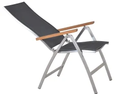 Gartenstuhl Edelstahl Klapp Hochlehner Palladium Teak silvergrey