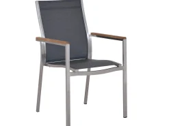 Gartenstuhl Edelstahl Stapelsessel Palladium Teak silvergrey