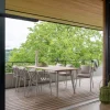 Gartentisch Interno Rundrohr Alu greige Teakholz 180x100cm