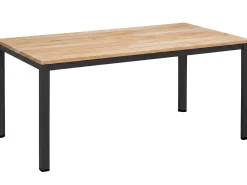 Gartentisch LINE 160x95cm Alu schwarz matt Teakholz Tischplatte