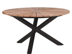 Gartentisch Rhodium Teak Edelstahl anthrazit Ø134cm