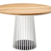 Grid Dining Tisch Alu white Teakholz
