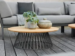 Grid Lounge- und Beistelltisch Alu anthracite Teak
