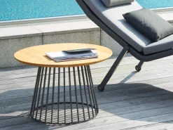 Grid Lounge- und Beistelltisch Alu anthracite Teak