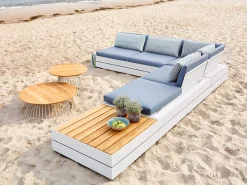Grid Lounge- und Beistelltisch Alu white Teak