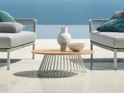 Grid Lounge- und Beistelltisch Alu white Teak