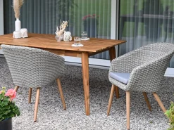 Holz Geflecht Dining Sessel Fernando light-grey