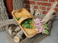 Holzschale Teak mit Henkel quer 42x20x15cm