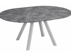 HPL Ausziehtisch Ø120/120x170cm rund oval Alu silber HPL anthrazit