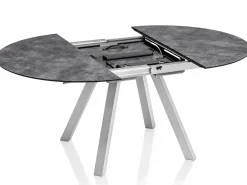 HPL Ausziehtisch Ø120/120x170cm rund oval Alu silber HPL anthrazit