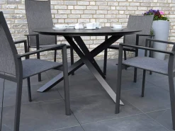 HPL Gartentisch Laveno Ø125cm Kreuzfuß Edelstahl anthrazit