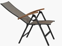 Klappsessel "Azora" Alu anthrazit mit Teak-Armlehnen