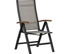 Klappsessel "Azora" Alu anthrazit mit Teak-Armlehnen