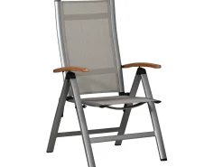 Klappsessel "Azora" Alu graphit mit Teak-Armlehnen