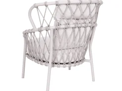 Klea Lounge Pfauensessel Alu greige mit Kordel greige Kissen Vanilla