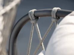 Klea Lounge-Sessel Alu anthrazit mit Kordel Stone Kissen perlgrau