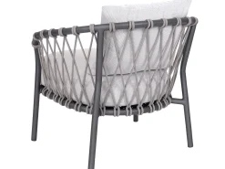 Klea Lounge-Sessel Alu anthrazit mit Kordel Stone Kissen perlgrau