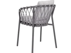 Klea Sessel Alu anthrazit mit Kordel Stone Kissen perlgrau