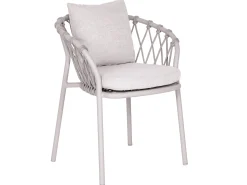 Klea Sessel Alu greige mit Kordel greige Kissen Vanilla