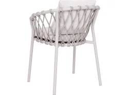 Klea Sessel Alu greige mit Kordel greige Kissen Vanilla