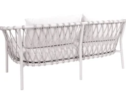 Klea 2-Sitzer Lounge-Sofa Alu greige mit Kordel greige Kissen Vanilla