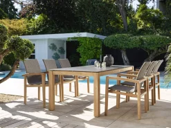 Leah Sessel Teak mit Synthetikfaser steingrau
