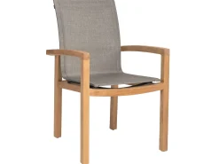 Leah Sessel Teak mit Textilenbezug Leinen grau