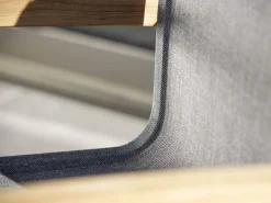 Leah Sessel Teak mit Textilenbezug Leinen grau