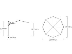 LED Ampelschirm Easy Swing Ø350cm silber|schwarz O´bravia