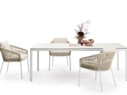 Loop Dining Sessel Alu white String-Flex sand