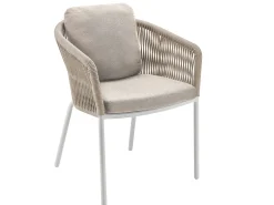 Loop Dining Sessel Alu white String-Flex sand
