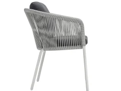Loop Dining Sessel Alu white String-Flex white grey