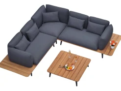 Loungemöbel Outdoor Stoff Loungeset Outback Alu Teak