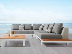 Lounge Möbel Set Katamaran Alu Teak 5-teilige Ecklounge white