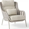 Loungesessel Casto high back Alu Rope Camel Sand | Kissen Beachy bouclé