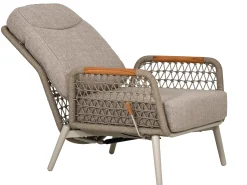 Loungesessel verstellbar Marbella Alu Rope graubeige Teak-Armlehnen