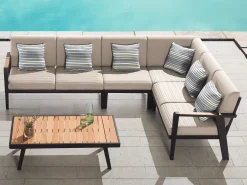 Loungeset Ecke Regency 5-teilig Alu-Teak
