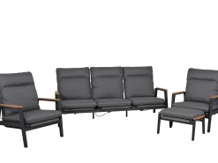Loungeset Fairfield 4-teilig verstellbar Aluminium Rope Teak