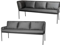 Loungeset Greta Dining Ecke rechts Alu anthrazit Synthetikfaser platin